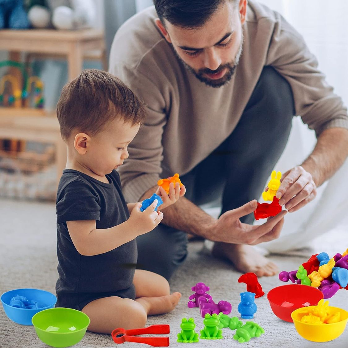 jeu de tri 2 ans jeu tri couleur montessori jeu de tri couleur jeu tri couleur montessori jeu tri forme et couleur Jeux Montessori 2 3 4 5 Ans Jouets de comptage Jeux pour apprendre à compter 2 ans jeu de comptage montessori jeu de tri avec pince