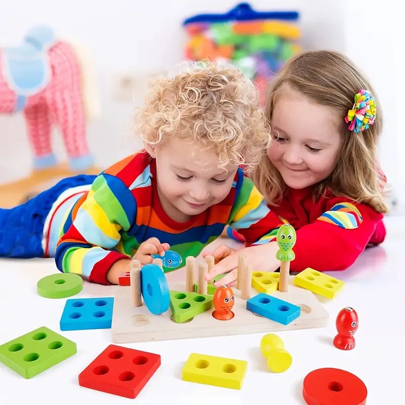 Wooden Sorting and Fishing Game