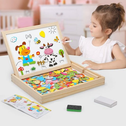 Double-Sided Magnetic Puzzle Board for Kids