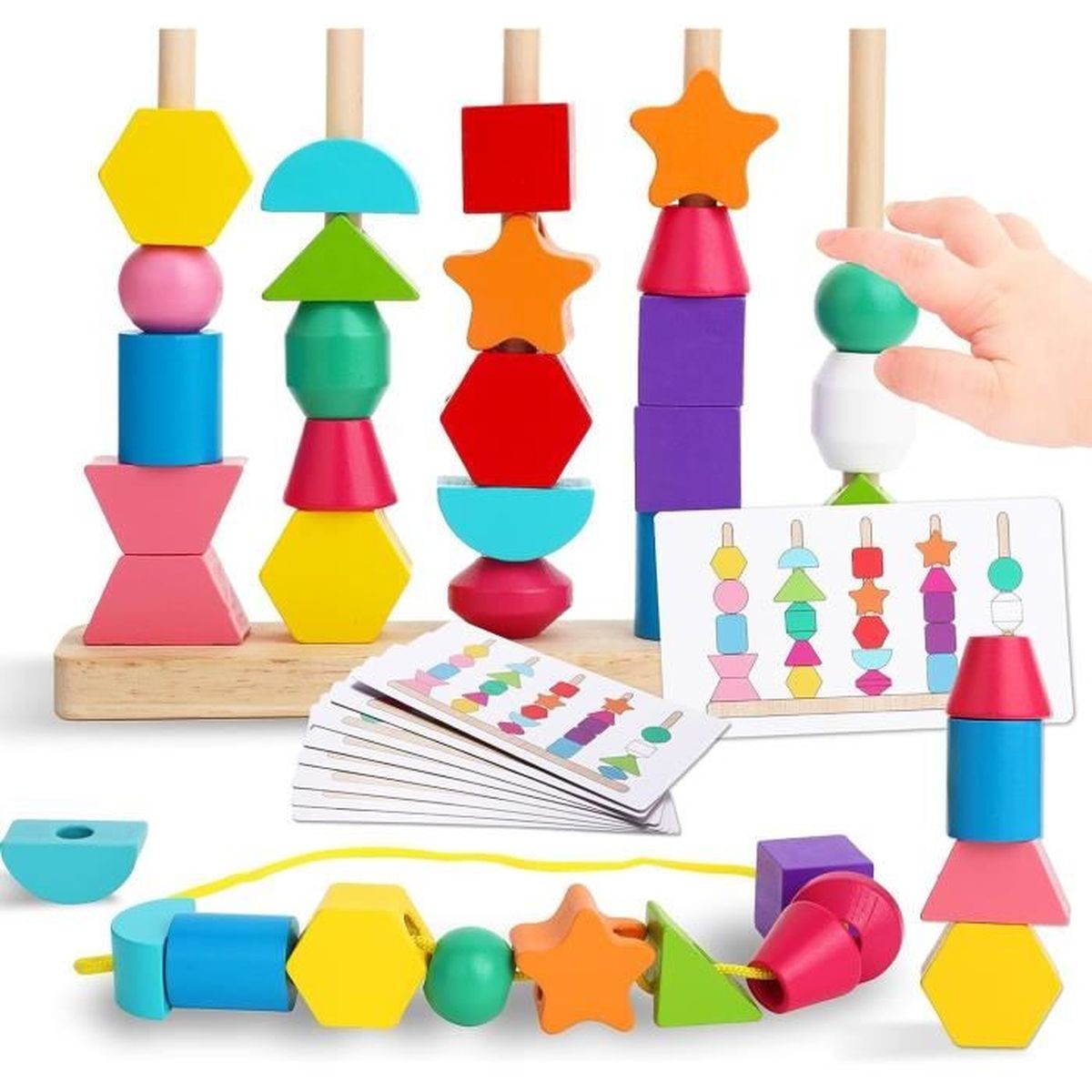 jeu reproduire des formes perles montessori à fabriquer jouet montessori 2 ans jouet montessori 3 ans jouet montessori 4 ans