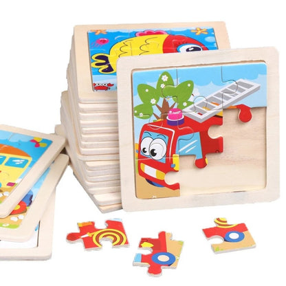 Set of 10 Wooden Puzzles for Kids