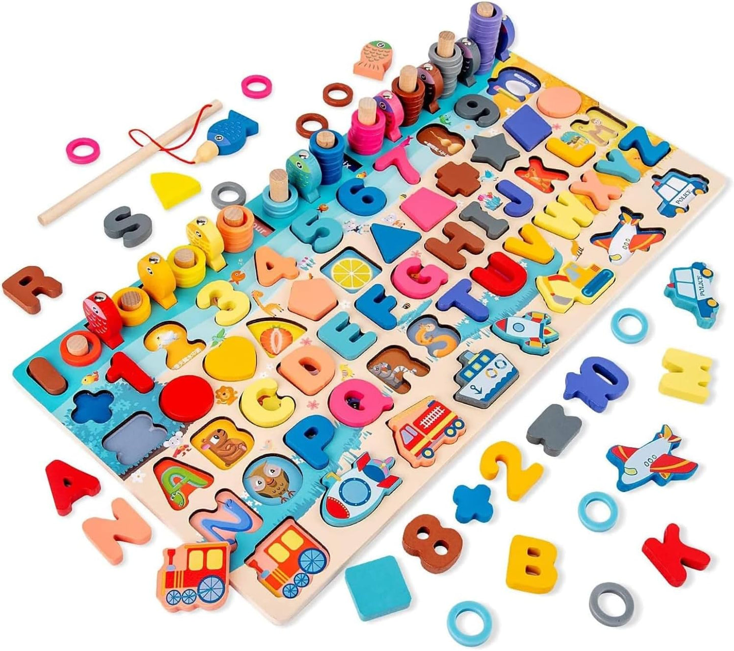 Educational Wooden Alphabet and Number Puzzle