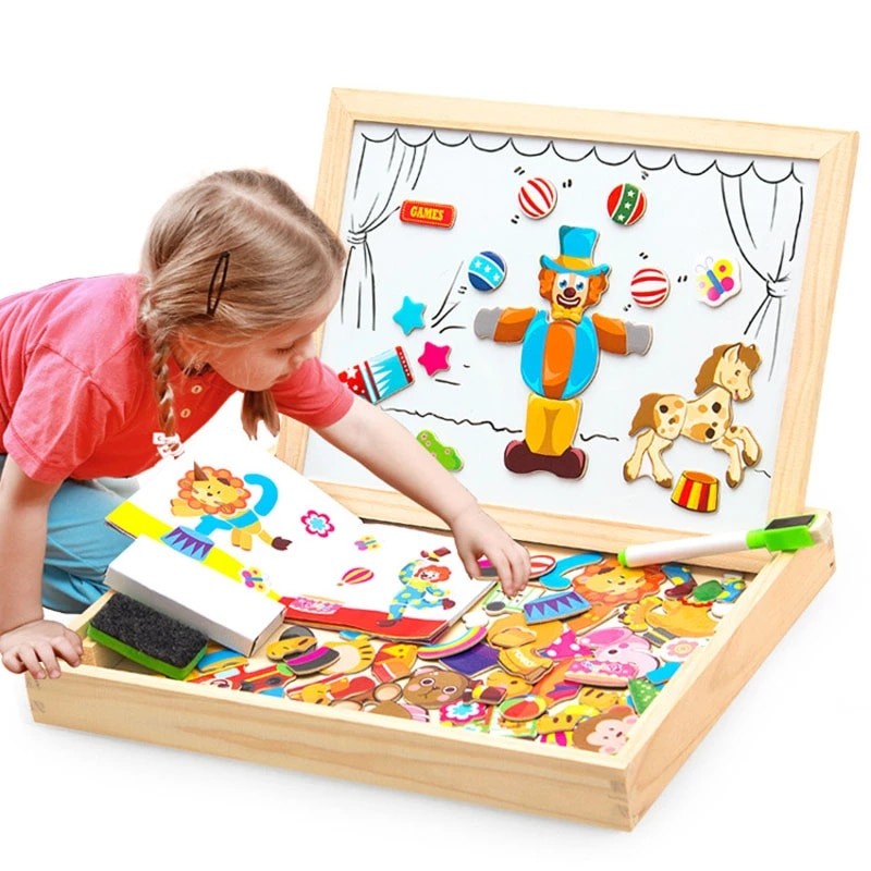 Double-Sided Magnetic Puzzle Board for Kids