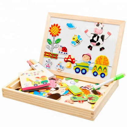 Double-Sided Magnetic Puzzle Board for Kids